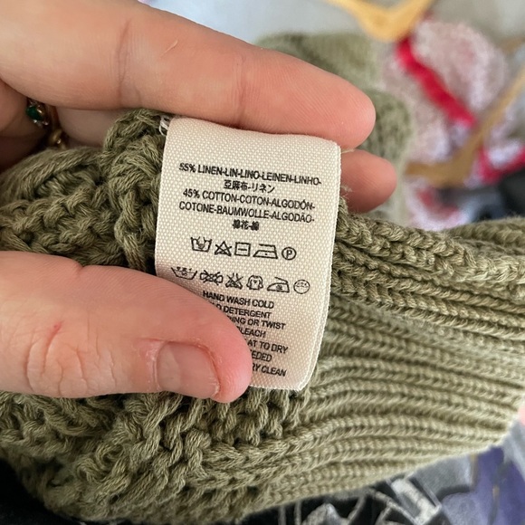 Free People|| Linen Flyaway Knit Green Cardigan. Size XS - Picture 8 of 8